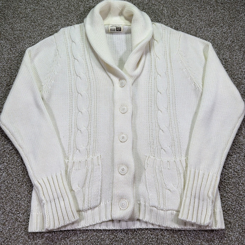 Vintage Sears Cardigan Shawl Collar Sweater Size Large Cable Knit Women's 80s